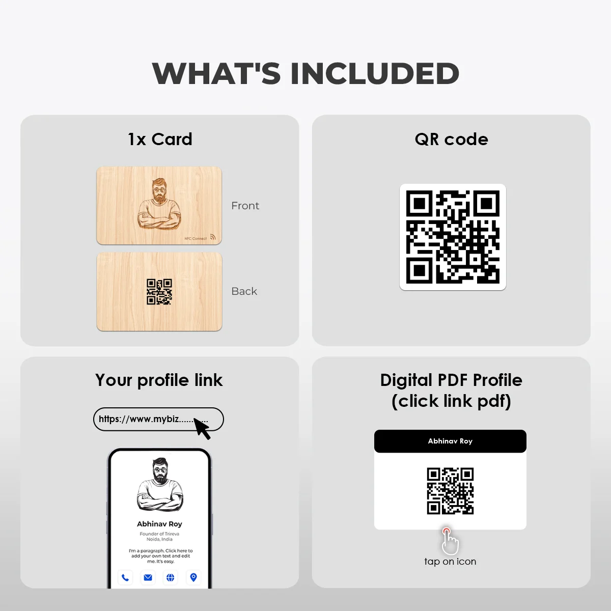 NFC Wooden Linktree Card | Social Media Links Card