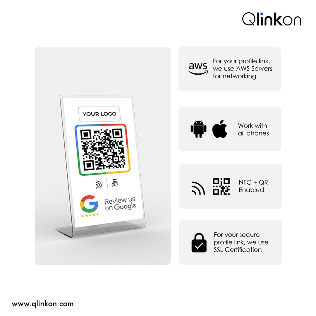 Google Review Acrylic Base QR Stand 4x6, 4x8
