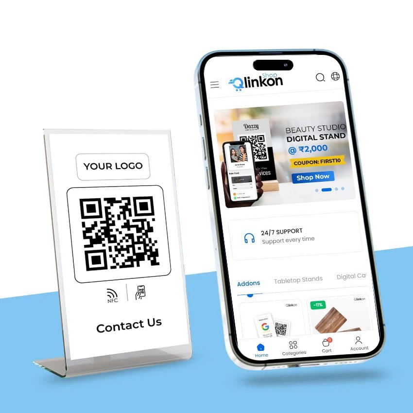 Business Website Acrylic QR Stand 4x6, 4x8