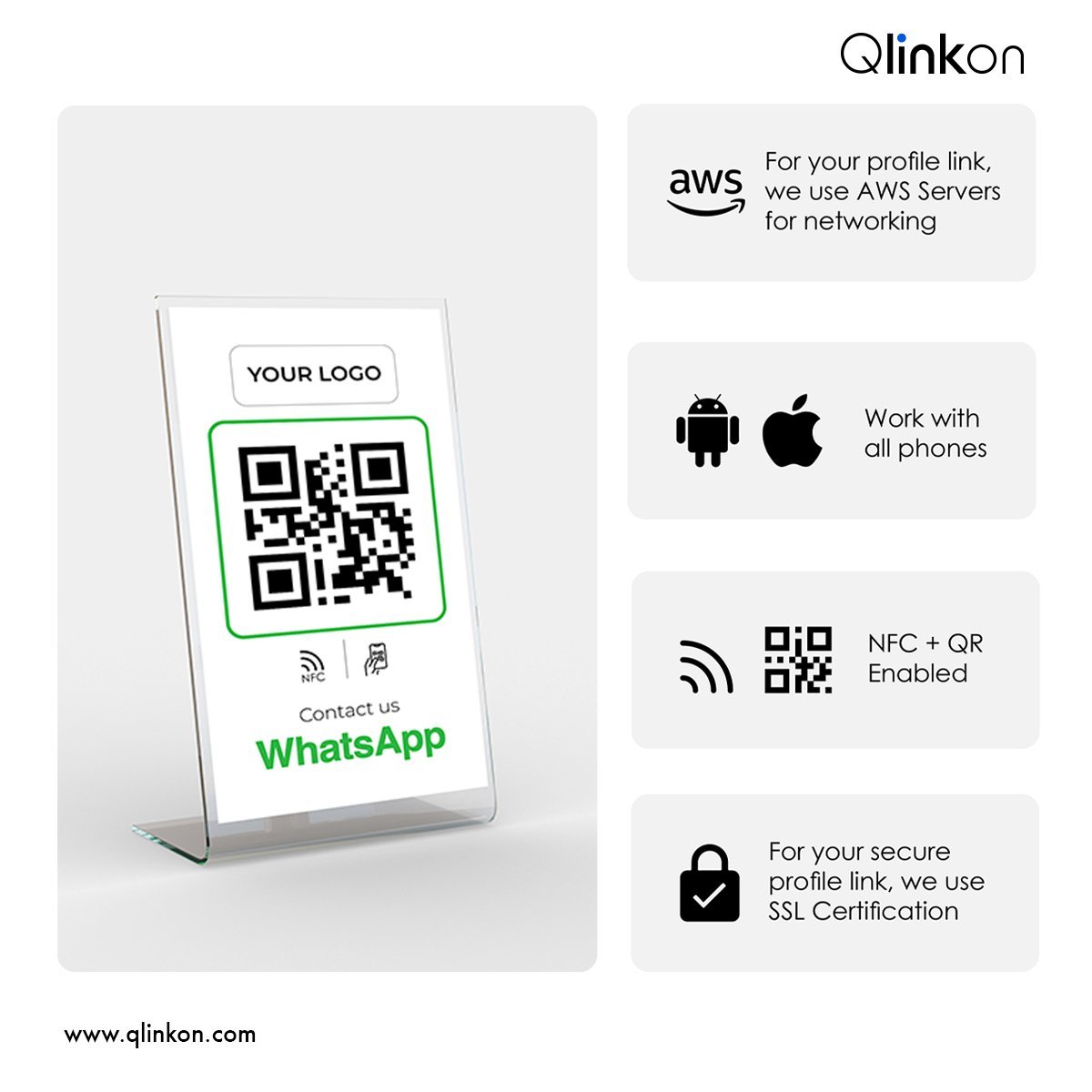 WhatsApp Acrylic Base QR Stand 4x6, 4x8
